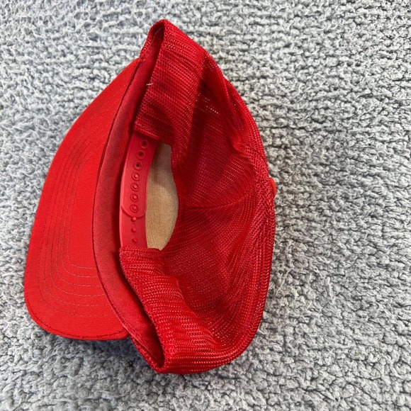 Vintage Turkey Point Trucker Hat Snapback Adult Red Black Spellout 90s Canada - Picture 7 of 7